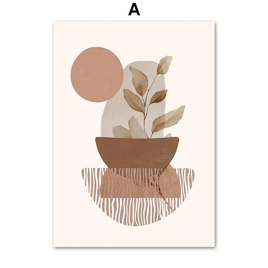 Line Leaves Geometric Abstract Boho Home Decor Painting by Dropshipman