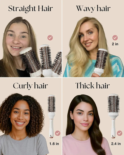 Professional Round Hair Brush Set - 4 Piece Blow Dry Kit with 3 Round Brushes & Comb - Perfect Beauty Gift for Women by All Mart Bristol Ltd