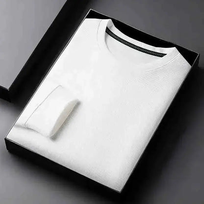 Men's Basic Crew Neck Long Sleeve Waffle Knit Sweater, Lightweight Casual Pullover for Daily Outfits by All Mart Bristol Ltd