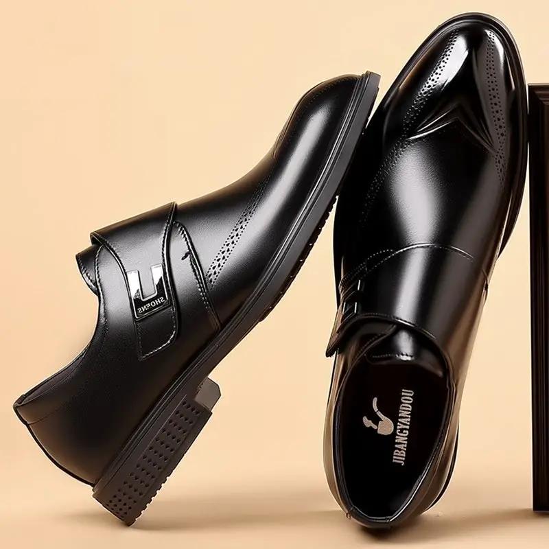 Mens Leather Shoes Made From Full-Grain Cowhide With A Pipe-Shaped Toe by Dropshipman
