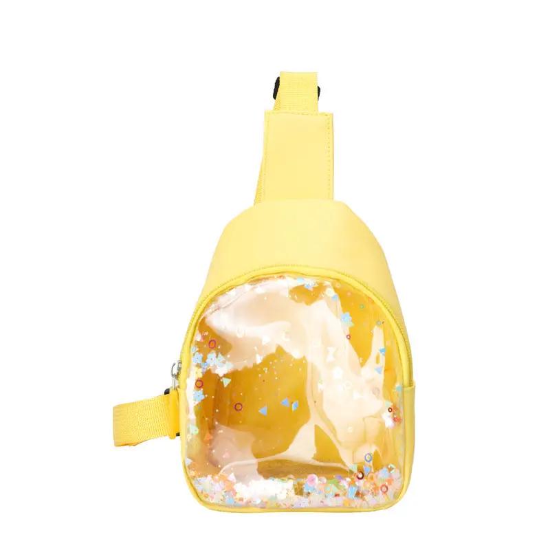 Solid Color PU Leather Children's Chest Pack Quicksand Lightweight Children's Trendy Cool Shoulder Bag by Dropshipman