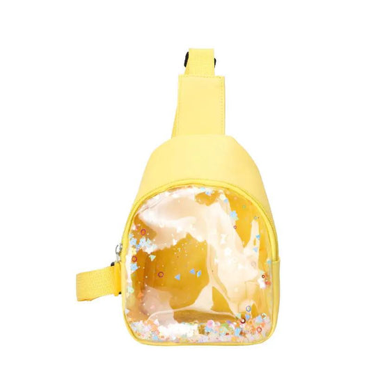 Solid Color PU Leather Children's Chest Pack Quicksand Lightweight Children's Trendy Cool Shoulder Bag by Dropshipman