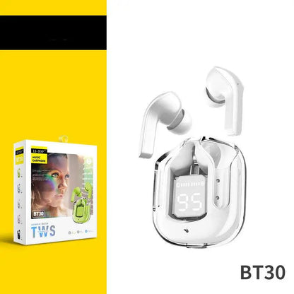 New Mini Transparent Wireless Bluetooth Headset Digital Display ENC Noise Reduction True Wireless Sports Music by Dropshipman