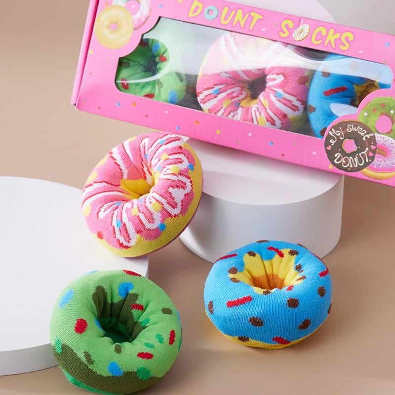 Mid-Calf Socks For Men And Women, Novelty And Fun Colorful Pink Donut Gift Box Socks, Comfortable And Breathable by All Mart Bristol Ltd