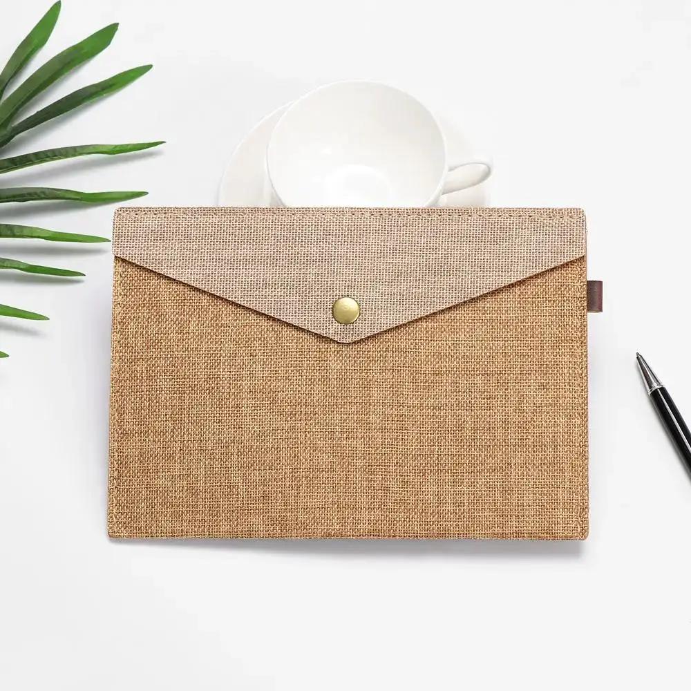 1PC A4/A5 Imitation Linen Big Capacity Document Bag Simple Canvas Felt File Bag Briefcase File Folders Office School Supplies by All Mart Bristol Ltd