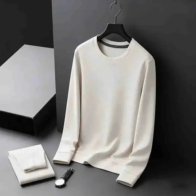 Men's Basic Crew Neck Long Sleeve Waffle Knit Sweater, Lightweight Casual Pullover for Daily Outfits by All Mart Bristol Ltd