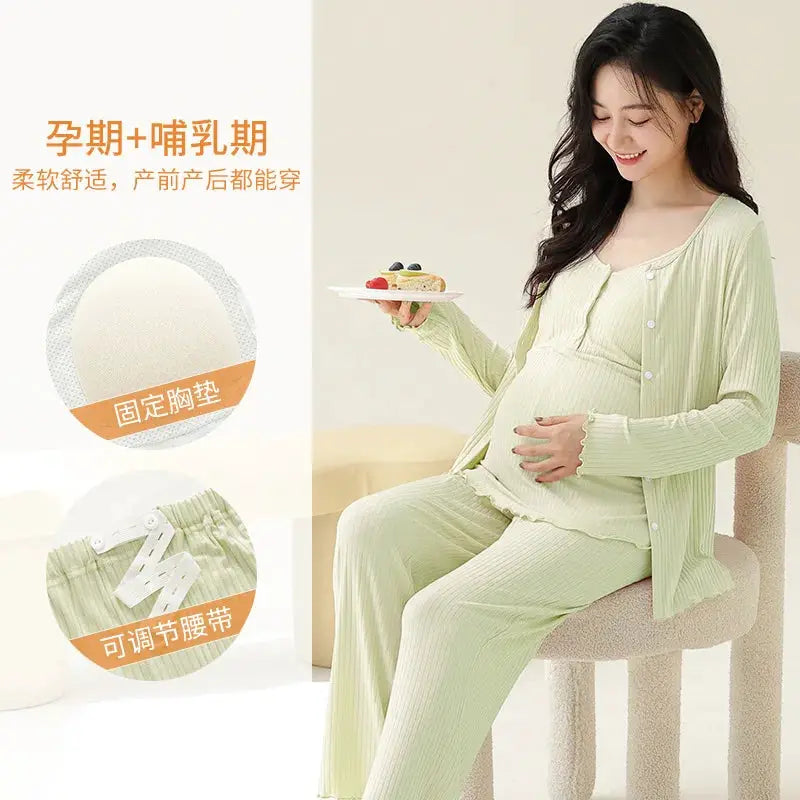 Modal Maternity Nursing Robe Set 3 Piece Postpartum Breastfeeding Pajamas with Chest Pads Hospital Labor Delivery Pregnancy Pjs by All Mart Bristol Ltd