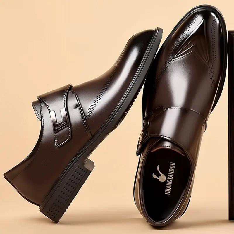 Mens Leather Shoes Made From Full-Grain Cowhide With A Pipe-Shaped Toe by Dropshipman