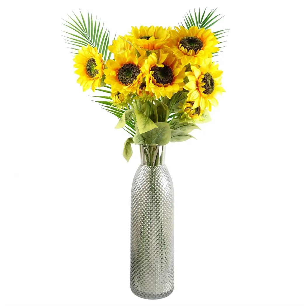 50cm Smoke Grey Diamond Tall Glass Vase by Leaf