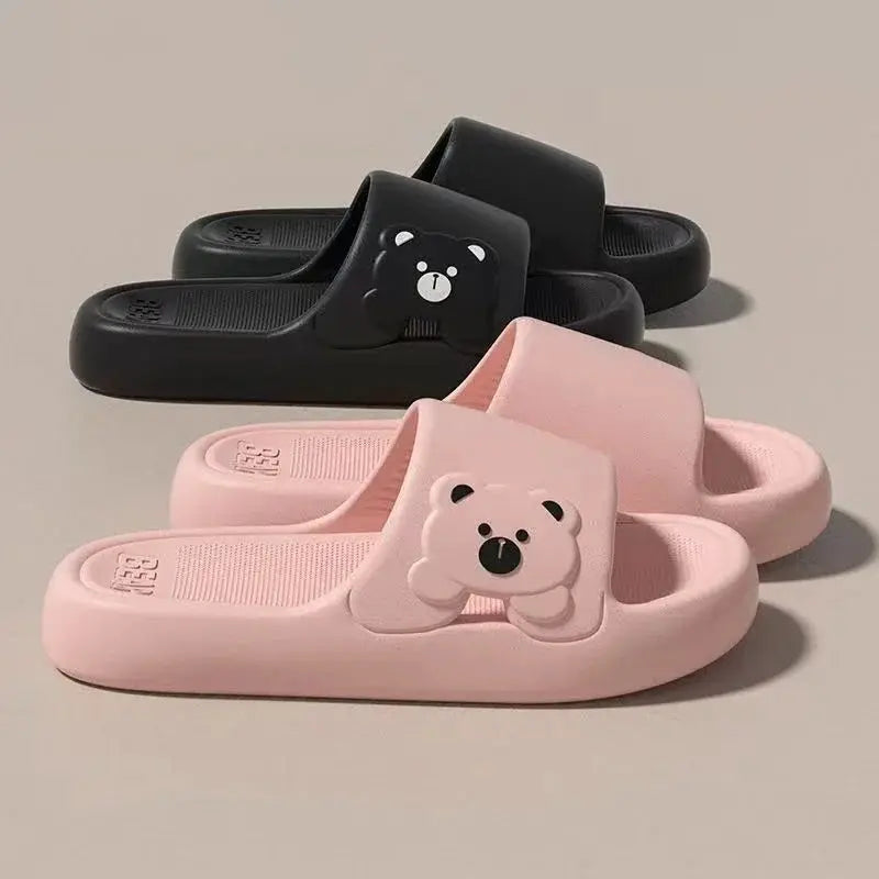 Slippers Bathroom Cartoon Bear Indoor Slippers For Women Lightweight Soft EVA Slides Woman Comfort Home Summer Bathroom Non Slip by All Mart Bristol Ltd