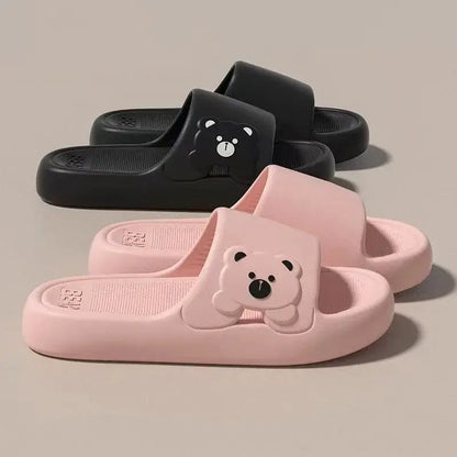 Slippers Bathroom Cartoon Bear Indoor Slippers For Women Lightweight Soft EVA Slides Woman Comfort Home Summer Bathroom Non Slip by All Mart Bristol Ltd