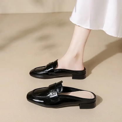 2026 New British Style Square Toe Mules For Women, Outdoor Wear, Elegant Lady Style Closed Toe Mary Janes, Block Heel Plus Size Slip-on Shoes by Dropshipman