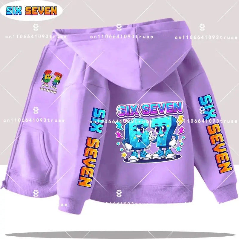 Hot Six Seven Children's Zip Up Hoodies Funny 67 Brainrot Zipper Hoody Clothes Kid Girl Boy Baby Casual Fashion Tops Sweatshirts by All Mart Bristol Ltd