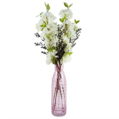 49cm Tall Pink Square Glass Vase by Leaf