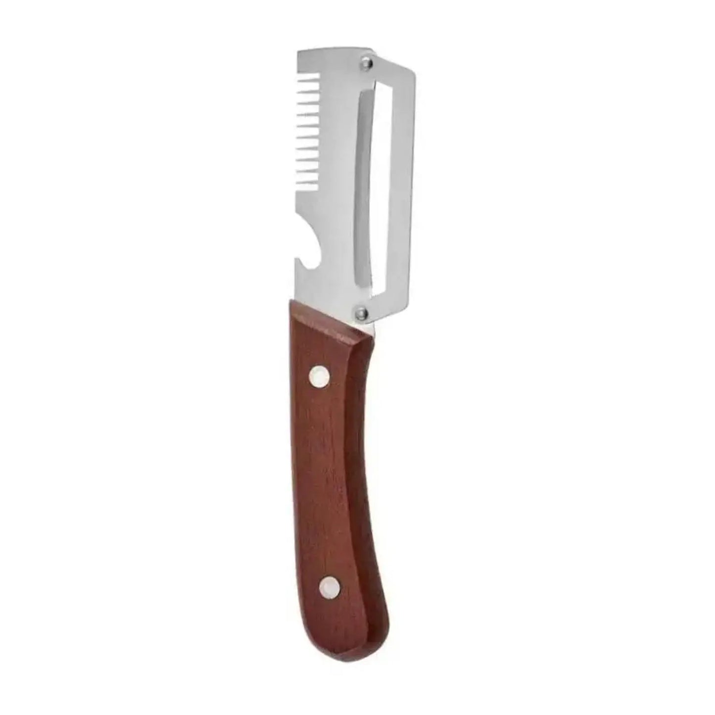 Premium-Grade Fruit & Vegetable Peeler| Sharp Stainless Steel Blade, Ergonomic Wooden Handle + Built-In Bottle Opener – Ideal for Daily Kitchen Use