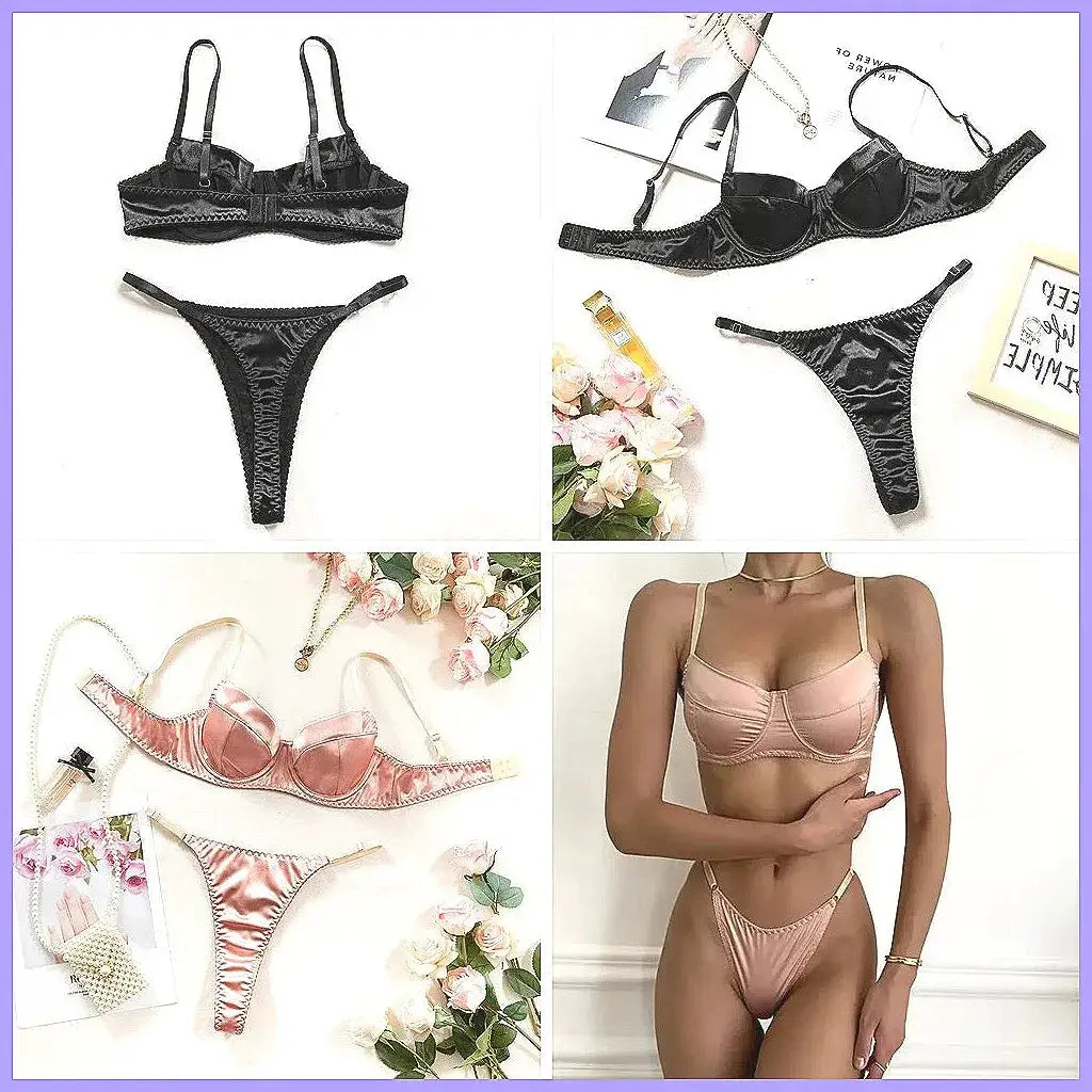 Sexy 2-Piece Lingerie Set Lace Bra & Thong Women's Underwear Patchwork Suits by All Mart Bristol Ltd