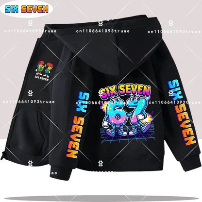 Hot Six Seven Children's Zip Up Hoodies Funny 67 Brainrot Zipper Hoody Clothes Kid Girl Boy Baby Casual Fashion Tops Sweatshirts by All Mart Bristol Ltd