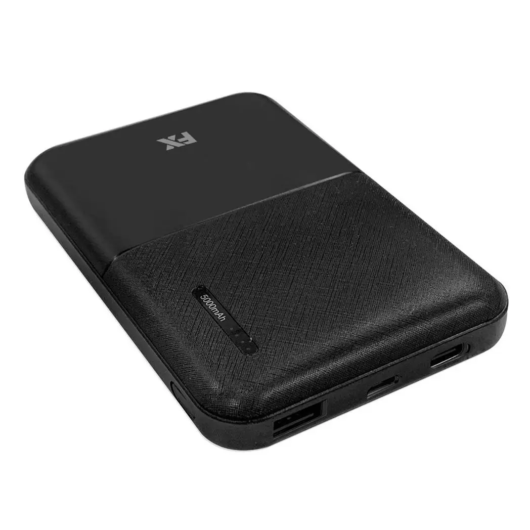 FX Power Bank 5000 mAh with Type C Input, Compitable with smartphones - Black by FX
