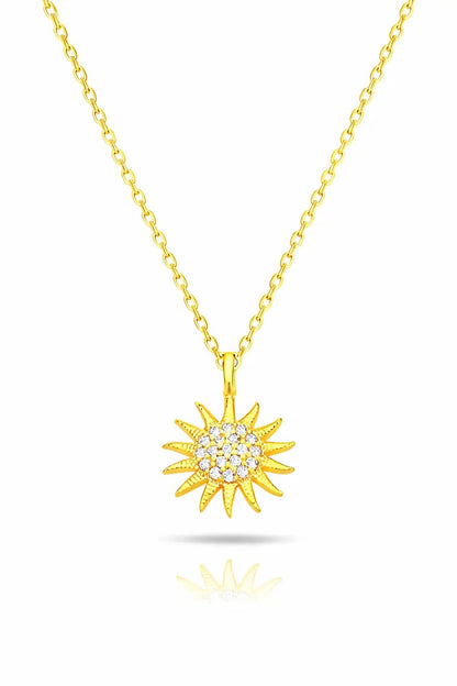 925 Sterling Silver Sun Necklace with White Stone – Elegant Celestial Pendant – Minimal Silver Gift for Her by All Mart Bristol Ltd