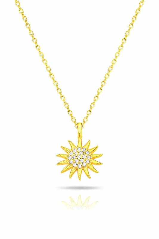 925 Sterling Silver Sun Necklace with White Stone – Elegant Celestial Pendant – Minimal Silver Gift for Her by All Mart Bristol Ltd