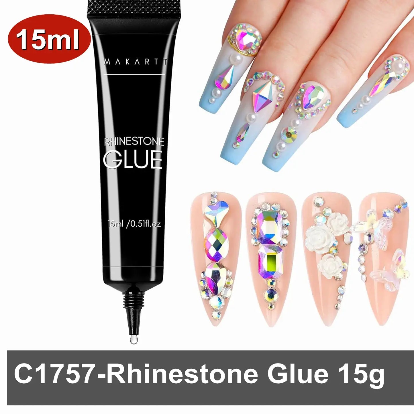 Makartt Nail Rhinestone Glue, Gel Nail Glue for Rhinestones for 3D Design Super Strong Adhesive Nail Gem Glue for Christmas DIY by All Mart Bristol Ltd