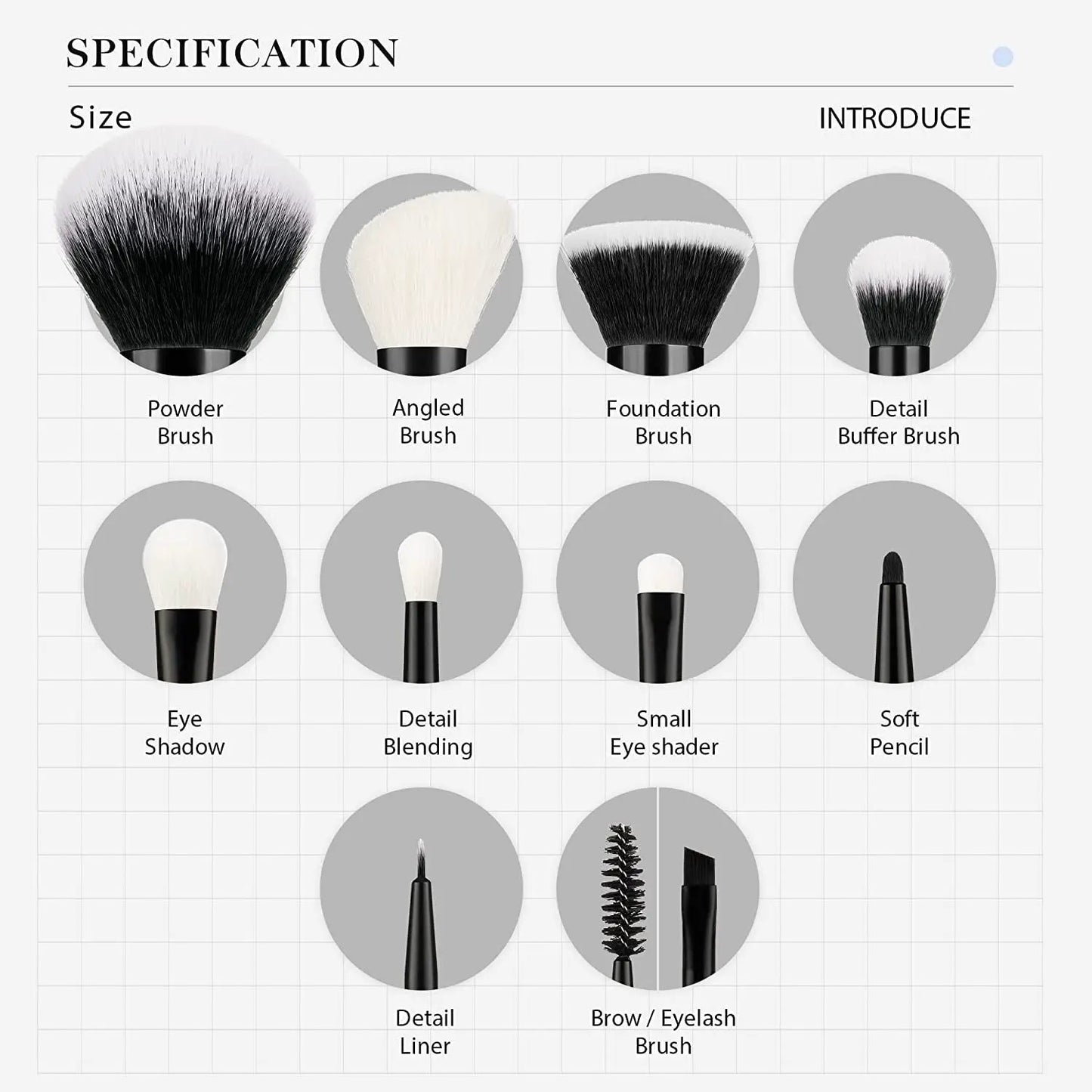 Professional 10-Piece Makeup Brush Set - Premium Black Brushes for Flawless Foundation, Blending, Blush, Concealer, Eyeshadow, Eyebrow, and Eyeliner Application by All Mart Bristol Ltd