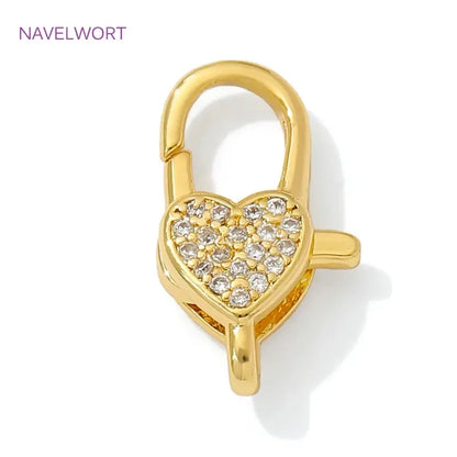 18K Gold Plated Inlaid Zircon Heart Lobster Clasps,Connectors For Jewelry,Clasp For Bracelet,DIY Jewelry Making Accessories by All Mart Bristol Ltd