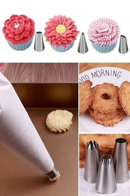 10-Piece Piping Bag Set Cake Cream Decorating Bags with Stainless Steel Nozzles by All Mart Bristol Ltd