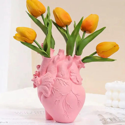Popular Cross-Border New Texture Heart Vase Flower Cuttings Home Decoration Vase Ornaments Desktop Resin Handicrafts by All Mart Bristol Ltd