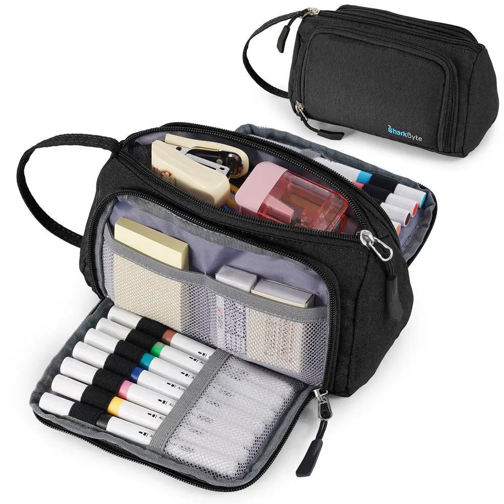 Large Capacity Pencil Case 3 Compartment Stationery Pouches Makeup Bag Storage by All Mart Bristol Ltd
