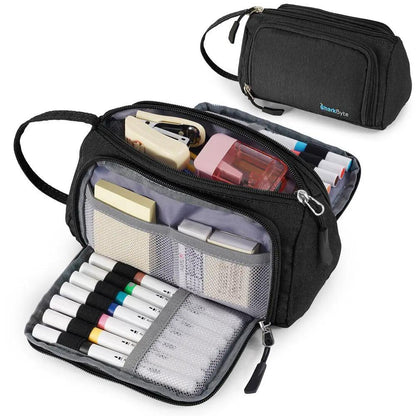 Large Capacity Pencil Case 3 Compartment Stationery Pouches Makeup Bag Storage by All Mart Bristol Ltd