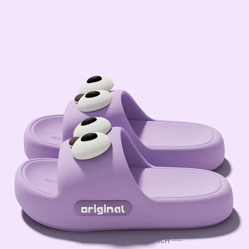 Cute Big Eyes Decorat Couple's Indoor Slippers Summer 2026 Comfort Thick Bottom Home Slippers Lightweight Non Slip Slides Women by All Mart Bristol Ltd
