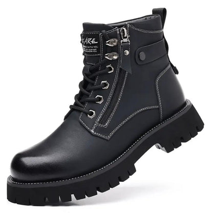 Men's High-top Velvet Thermal Height Increasing Leather Boots by Dropshipman