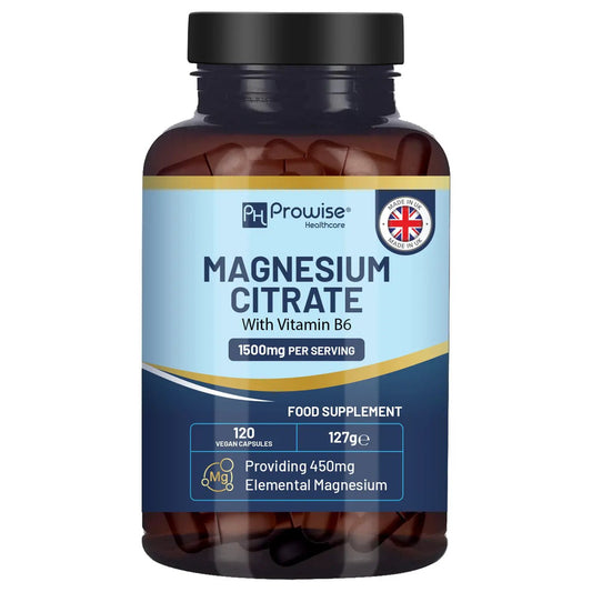 Magnesium Citrate Capsules 1500mg with Vitamin B6 by Prowise Healthcare