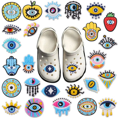 25PCS/Set Evil Eyes Shoes Charms Silicone Shoe Accessories Wristband Hole Slipper Decor Adult Kids X-mas Gifts by All Mart Bristol Ltd