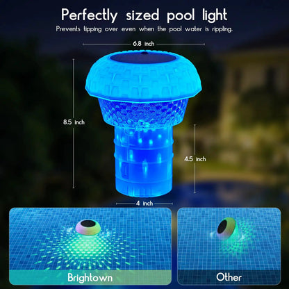 Brightown Solar Pool Chlorine Tablet Floater, RGBWW Remote Control Pool Chlorine Floater with IP68 Waterproof, 4 Dimming & 3 Timers for Pools, Hot Tubs, Large Above-Ground Pools by All Mart Bristol Ltd