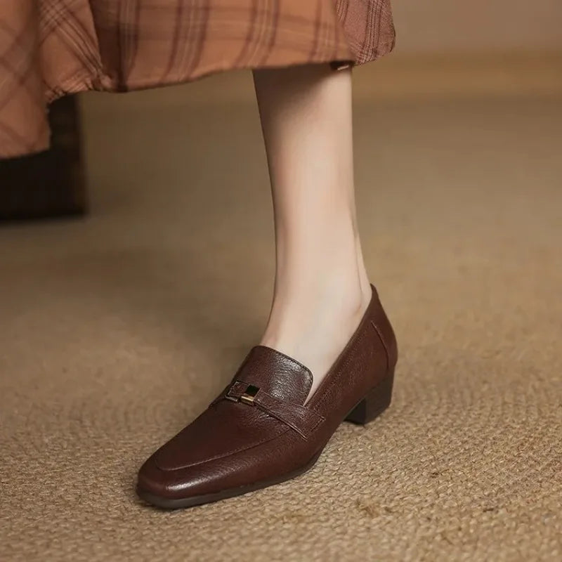 Autumn Women Loafers Casual Slip On Shoes Genuine Leather Daily Wear Fashionable Low Heeled Black And Brown, Sizes 34 To 43 by All Mart Bristol Ltd