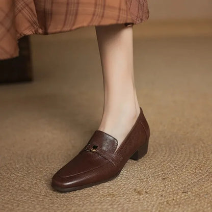 Autumn Women Loafers Casual Slip On Shoes Genuine Leather Daily Wear Fashionable Low Heeled Black And Brown, Sizes 34 To 43 by All Mart Bristol Ltd