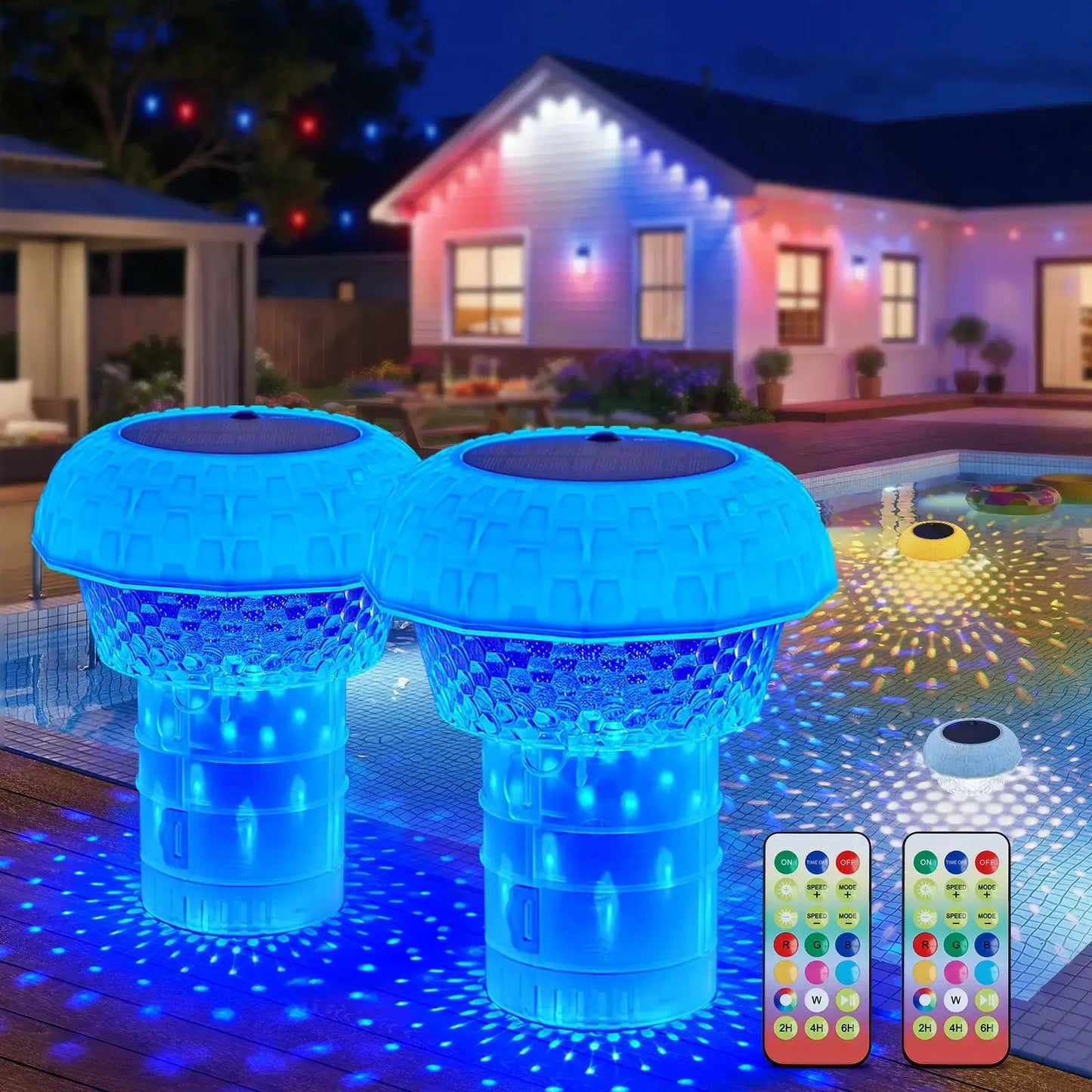 Brightown Solar Pool Chlorine Tablet Floater, RGBWW Remote Control Pool Chlorine Floater with IP68 Waterproof, 4 Dimming & 3 Timers for Pools, Hot Tubs, Large Above-Ground Pools by All Mart Bristol Ltd