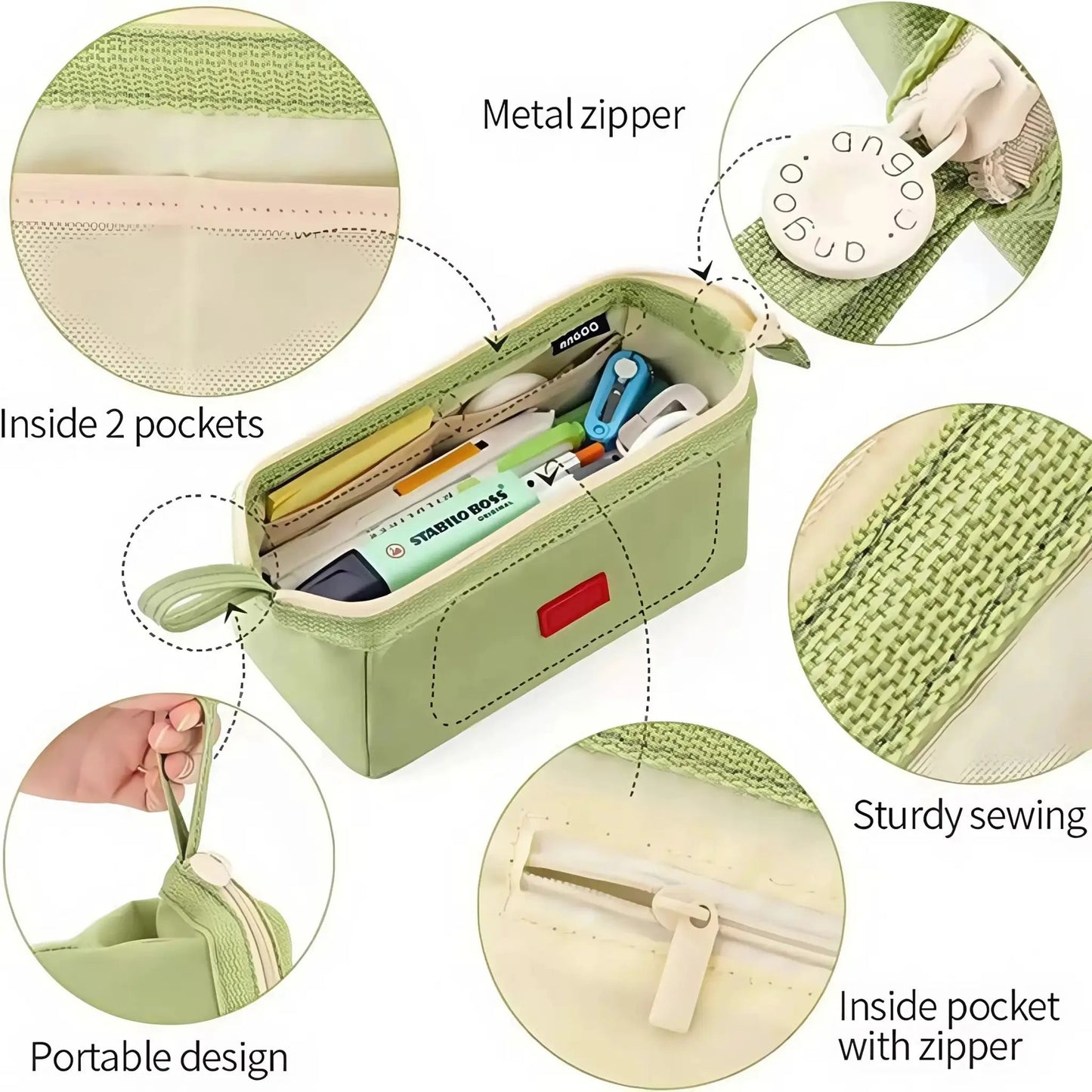 Large Capacity Pencil Case with Pen Holder Label Minimalist Student Stationery Storage Creative Stationery Storage Bag by All Mart Bristol Ltd