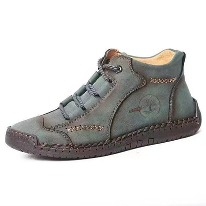 Men's Autumn Sewing High-top Leather Flat Outdoor Work Clothes Casual Shoes by Dropshipman