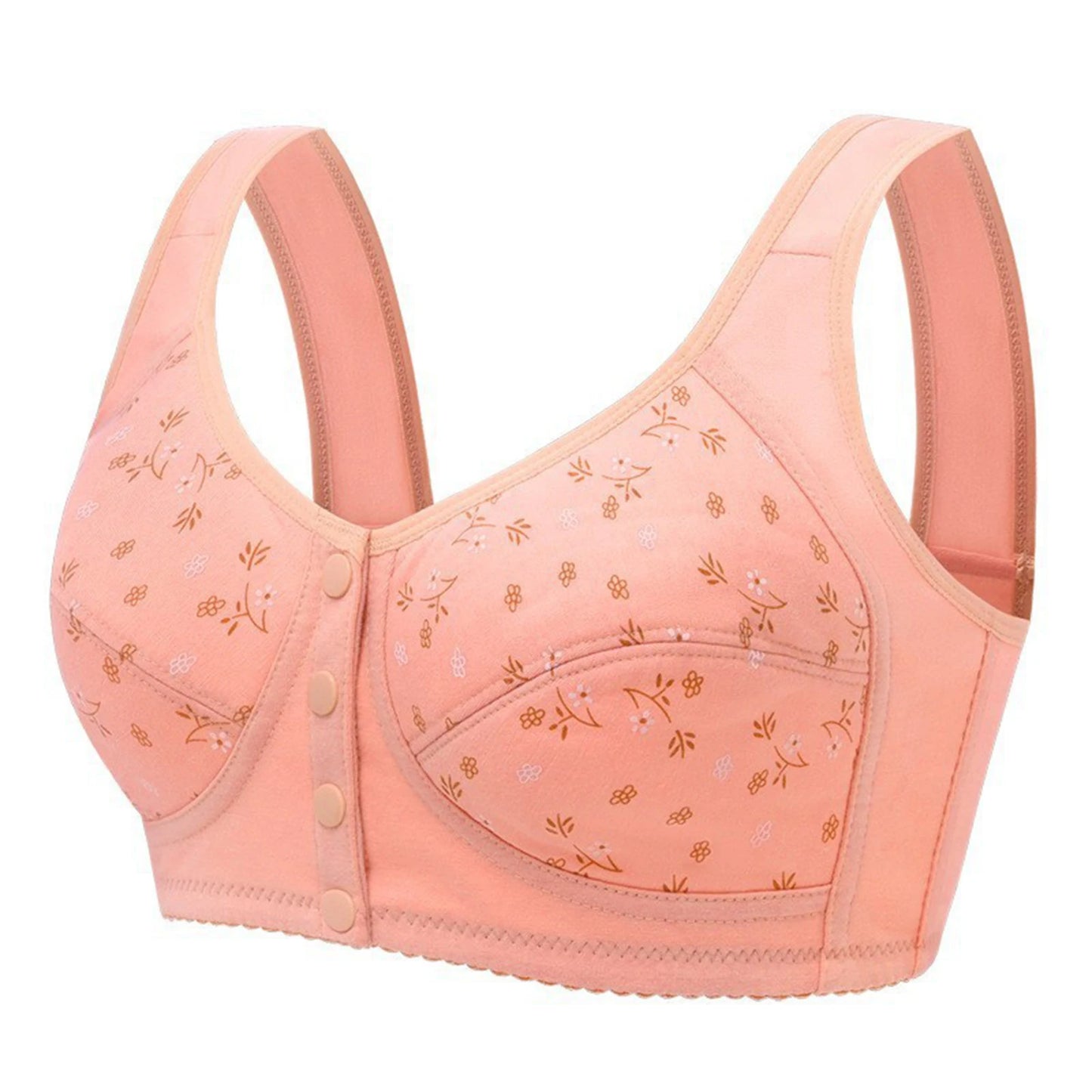 Women's Front Closure Bra Summer Printed Floral Underwear Comfortable Wire-Free Bralette Support U Back Soft Lingerie Apparel