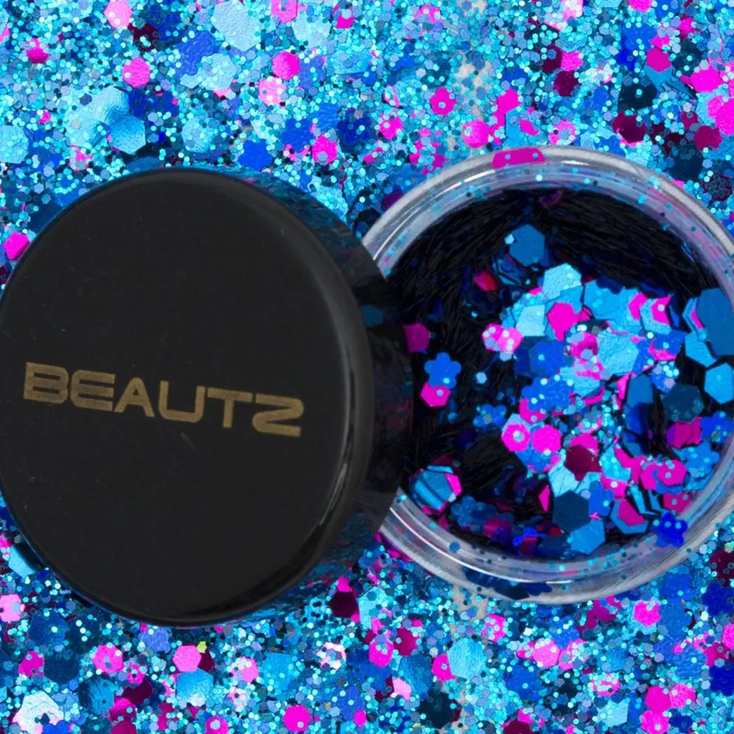 Beautz Chunky Glitter Available in 5 Varieties 10ml pot with 5g of Cosmetic Glit[Mermaid] by Beautz