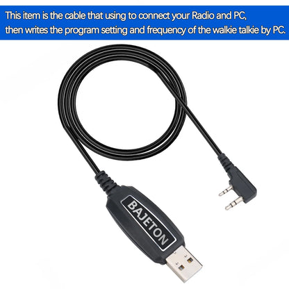 BAJETON Walkie Talkie USB Programming Cable K Plug For BJ-8300 BJ-7800 BT8200 Quansheng UV-K5(8) UV-K6 Baofeng UV-5R Mini Radio by All Mart Bristol Ltd
