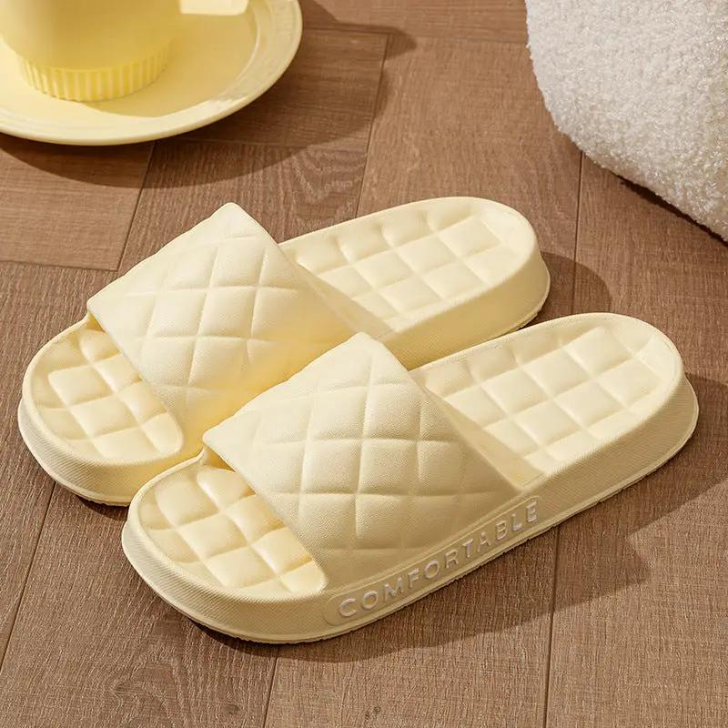 Men's Home Slippers With Plaid Design Soft-soled Silent Indoor Floor Bathing Slippers Women House Shoes Summer by Dropshipman