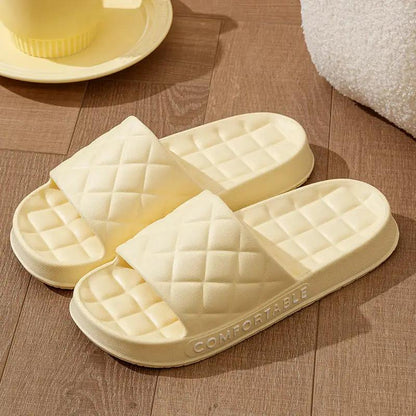 Men's Home Slippers With Plaid Design Soft-soled Silent Indoor Floor Bathing Slippers Women House Shoes Summer by Dropshipman