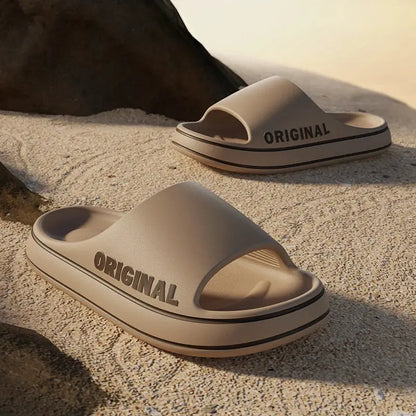 Mens Thick Sole Indoor Bathroom Anti Slip Shoes Summer Couple Sandals Feslishoet Women Letter Slippers Beach Slides Solid Color by All Mart Bristol Ltd
