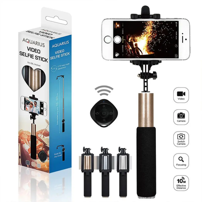 Aquarius Selfie Stick with Video Function - Gold by Aquarius
