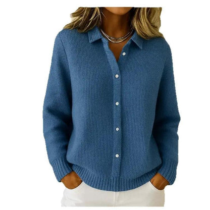 Casual Fashion Button Knitted Lapel Sweater For Women Long Sleeve Knitted Sweaters Tops Winter Jumper by Dropshipman