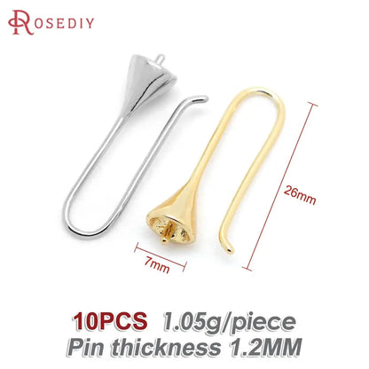 18K Gold Color Brass Can fit Half Hole Beads with Half Pins Earrings Hooks High Quality Jewelry Making Diy Findings Accessories by All Mart Bristol Ltd